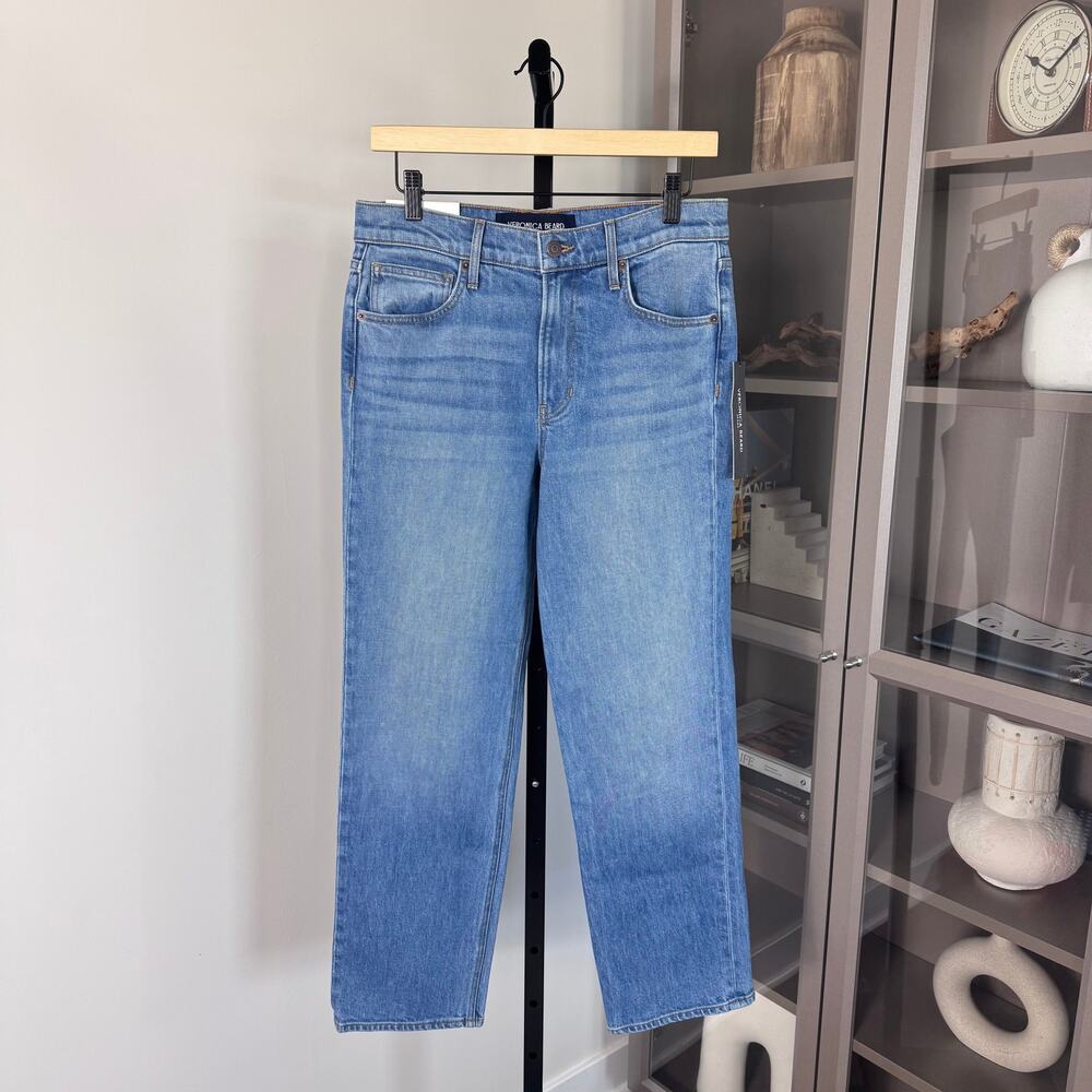 Veronica Beard Leah Mid Rise Straight Leg Lakeshore Blush Jeans 27 NEW Denim
